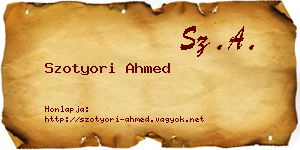 Szotyori Ahmed névjegykártya
